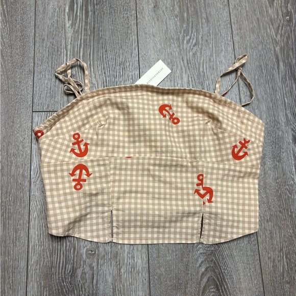 Anthropologie Beige and Red Patterned Women's Top - Picture 2 of 9